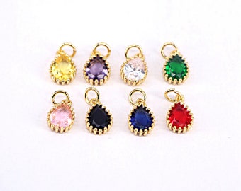 20PCS, Shiny Colorful Zircon Pendant Charm, Teardrop Shape CZ Pendant, Cubic Zirconia Crystal Jewelry Pendant Charm