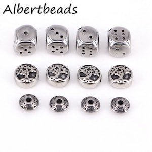 50PCS, Stainless Steel Tree bead, dice beads, bracelet charm, round spacer bead, pendant charm,