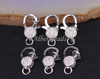 10PCS Clear CZ Micro Pave Lobster Clasp, 10 * 19 mm, Cubic Zirconia Clasps DIY Jewelry Making 10PCS