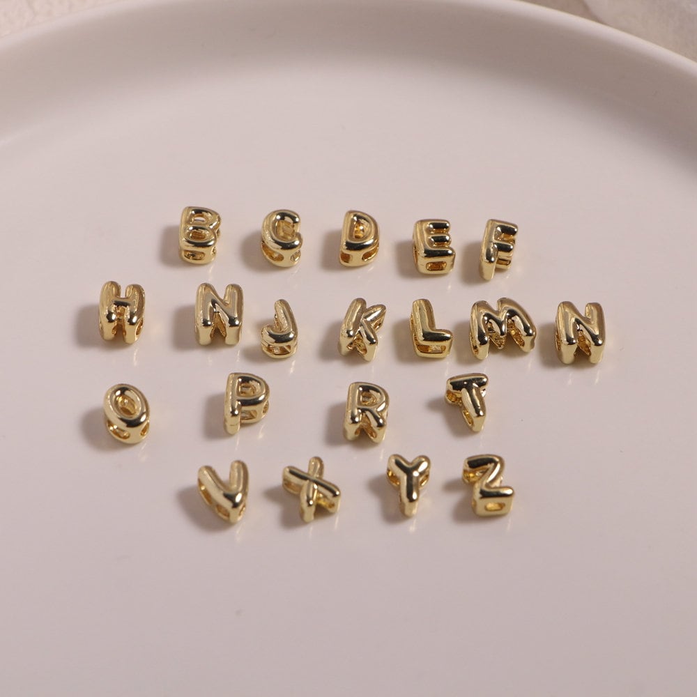 26pcs, 18K Gold Plated Cute Initial Letter Connector Spacers , Initial ...