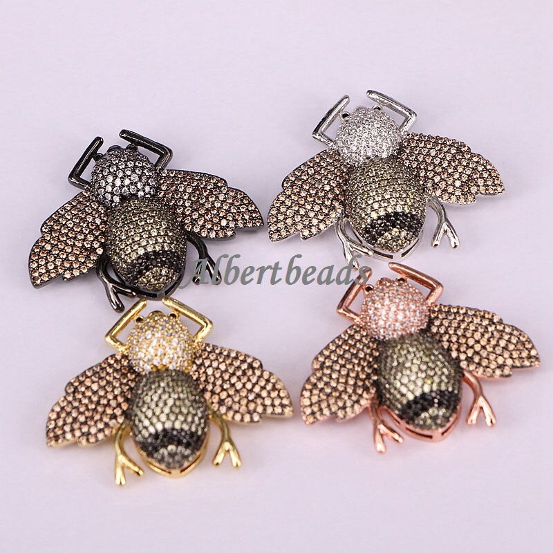 小物 bee AZYZ182-8338 CZ Insect Bee Charm Connector, Micro Pave