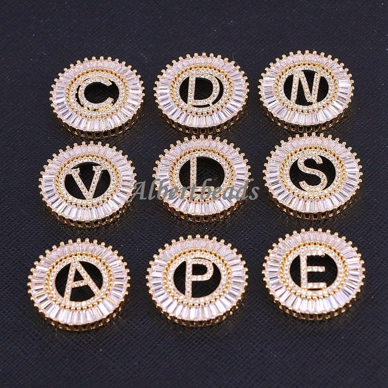 AZYZ182-8422 Gold Plated Initials Letter Connector Pendant Beads Pave CZ Alphabet Letter For Bracelet Necklace Jewelry Making 51026PCS