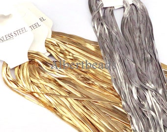 10PCS, Stainless Steel chain necklace accessories fashion jewelry for women gold silver color snake chain necklace mix size
