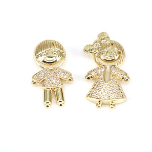5-10PCS, Gold Filled Boy Pendant, Girl Pendant,  Micro Pave CZ Boy Charm, Clear Zircon Simple Boy Jewelry, DIY Jewelry Supplies