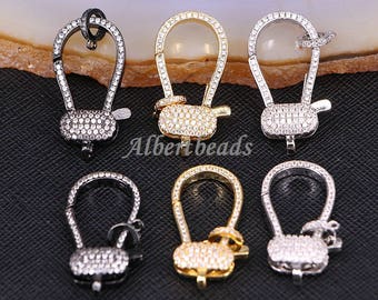 Micro Pave Zircon Metal Necklace Clasp Bracelet Connector CZ Lobster Clasp for DIY Jewelry Findings 5PCS