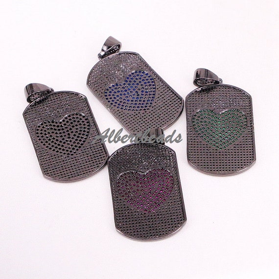 AZYZ314-4054 CZ Rectangle With Lovely Heart Pattern Pendant AZYZ314-4054 CZ Rectangle With Lovely Heart Pattern Pendant