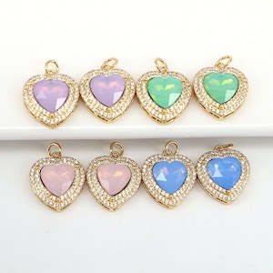 4PCS, CZ Heart Shaped Zircon Pendant ,Birthday Gift,Heart Jewelry-DIY Jewelry Making