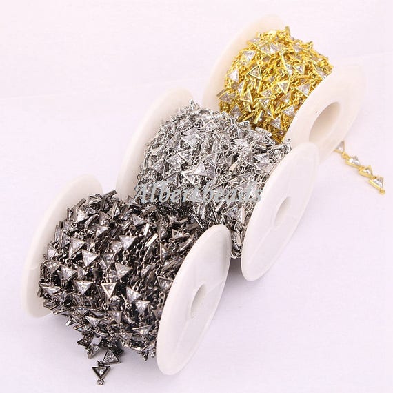 Fashion Cubic Zircon Faceted Triangle CZ Beads Rosary Chain