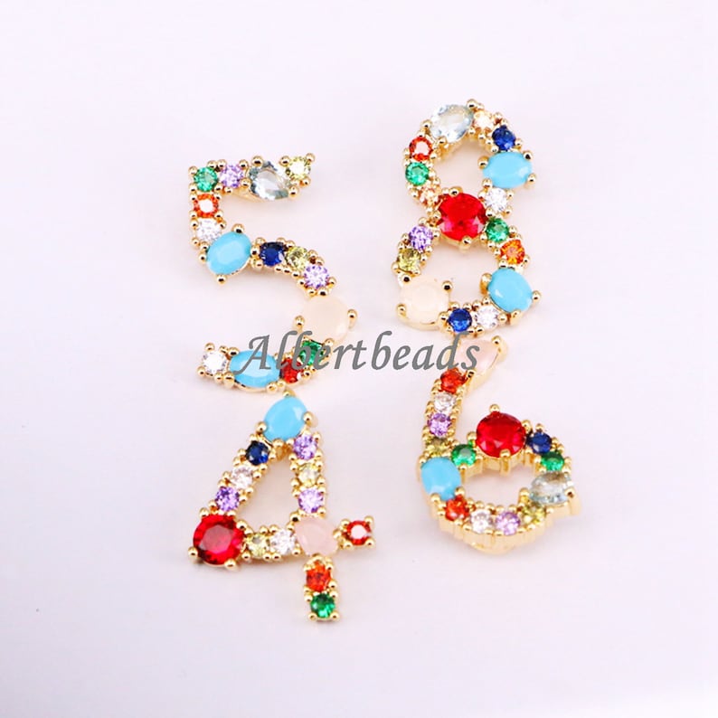 Micro Pave CZ Numbering Pendant Charms Pave Numbers Findings Number 0-9 charms 10PCS A338-9085 CZ Number Letter Charms
