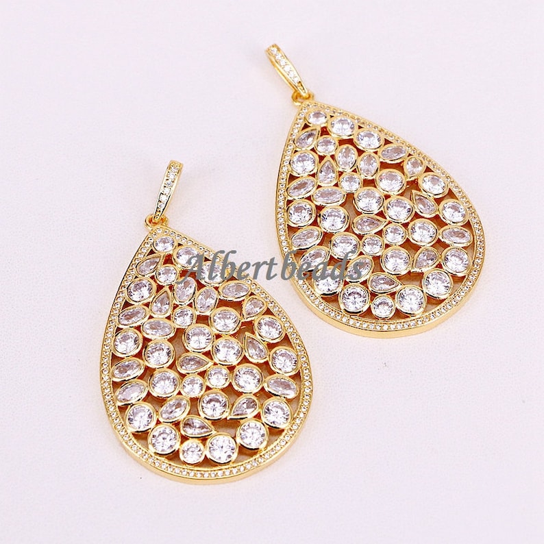 necklace accessories For women 5PCS CZ zircon pave crystal water drop Pendant AZYZ302-6821 Pave CZ Diamond Charm Pendant