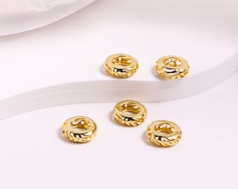 30PCS, 9.5mm Gold Plated Rondelle Beads, Gold plated Spacer Beads Findings