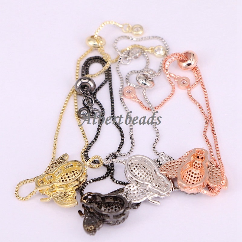 Baiser 華 AZYZ182-9883 Micro Pave CZ Bee Connector Beads, Femme Charm Insect