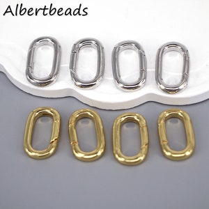 6PCS, Carabiner Spring Push Clasp-Oval Lock Clasp-Interlocking Oval Lock Clasp-Brass Carabiner Jewelry Charm