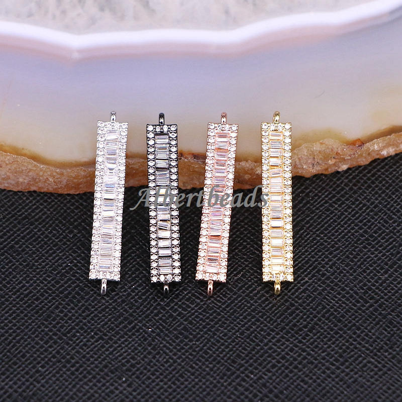 じゅえる AZYZ180-9628 Micro Pave CZ Zircon Crystal Bar Charms