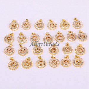 Moda CZ Micro Pave Zirconia alfabeto carta metal colgante para la fabricación de joyas collar, Accesso ries 10PCS
