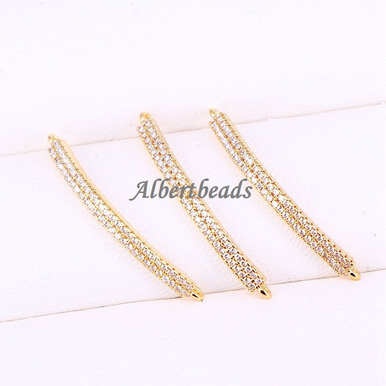 AZYZ298-2394 Tiny Cubic Zirconia Crystal Adjustable CZ Zircon Curved Bar Bracelet Beadss for Women or Girls Jewelry DIY Findings 10PCS