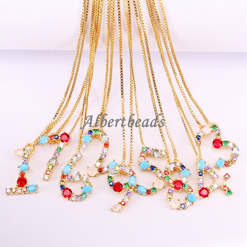 Micro Pave CZ Numbering Pendant Charms Pave Numbers Findings Number 0-9 charms 10PCS A338-9085 CZ Number Letter Charms