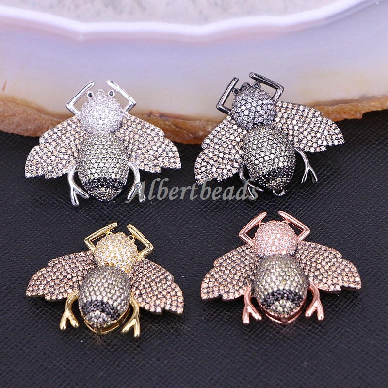 小物 bee AZYZ182-8338 CZ Insect Bee Charm Connector, Micro Pave
