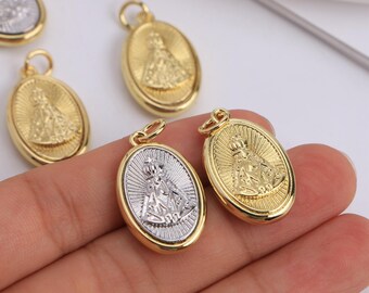 5-10pcs, Gold Silvery Plated Virgin Mary Our Lady of the Valley Pendant, Virgin Mary pendant Charms 15x24mm