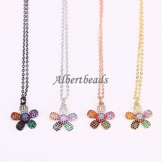 AZYZ294-8450 Fashion Micro Pave Zircon Pendant, Flower Shape