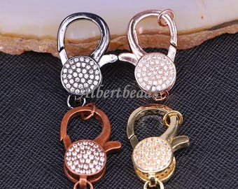 Cubic Zircon Clasps With Double Loops Clasps For Women Jewelry Findings 15 * 28 mm 10PCS