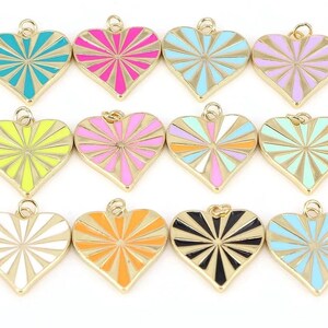 10PCS, Fashion Enamel Heart Charms for Jewelry Making and Crafts Earring Pendant Bracelet Necklace Accessories