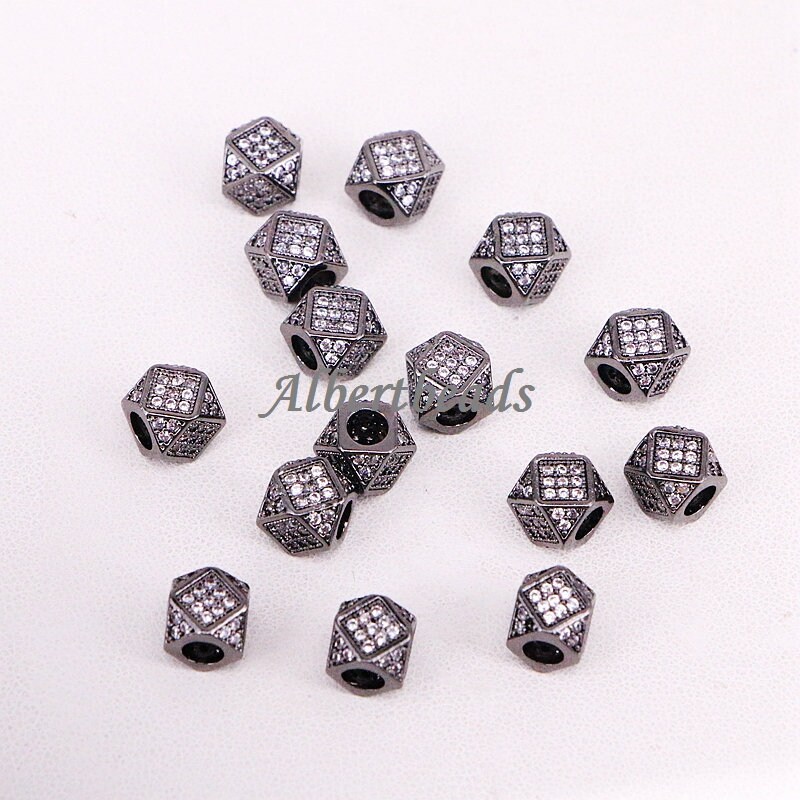 AZYZ317-5795 Micro Pave Square Spacer Beads, 7mm, Brass