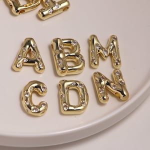 5-26pcs, 18K Ouro 26 Letras Pingente Charme Acessórios, Zircão de Cobre A-Z Alfabetos Nome Iniciais Hip Hop Colar Pingente Para Jóias DIY