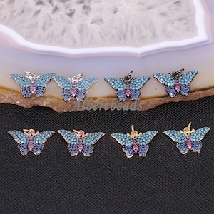 AZYZ186-8406 mode CZ et Turquoise pierres de pavé de papillon insecte Charms pendentif quatre couleurs M etal bijoux femmes 5PCS