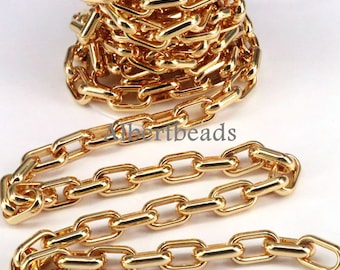 3 metros, metal oro Rolo cable cadenas de cadena de alambre plana ajuste para joyería DIY haciendo suministros