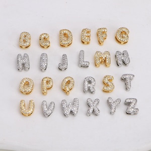 26 piezas, dije de alfabeto de circonita cúbica chapado en oro, dije de collar con letras de circonita, dije de pulsera con letras en tono dorado, suministros para hacer joyas