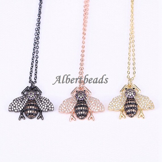 AZYZ191-9270 Micro Pave CZ Bee Insect Pendants for Women
