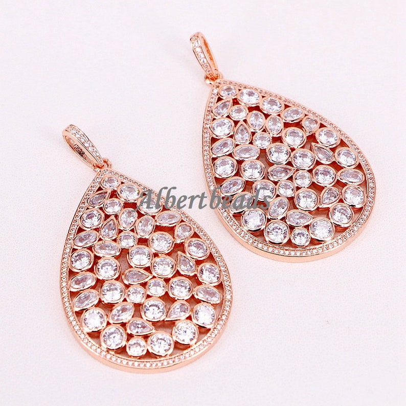necklace accessories For women 5PCS CZ zircon pave crystal water drop Pendant AZYZ302-6821 Pave CZ Diamond Charm Pendant