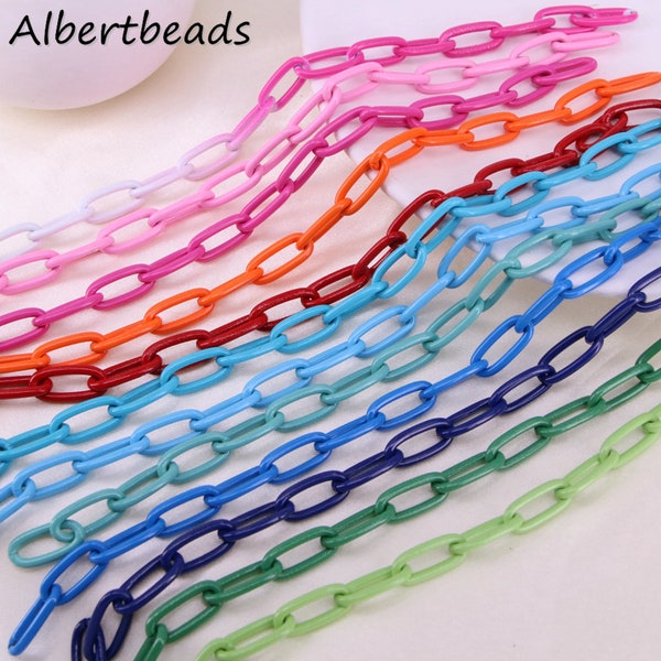 5 Meters, New Colorful Enamel Oval Paper Clip Chain, Enamel Pop Chain, Colored Metal Chain, Enamel Chain for necklace bracelet Accessories,