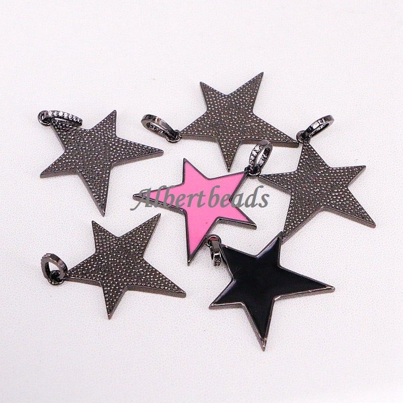 Rose color 10PCS Enamel Charm Pink Black Yellow AZYZ319-7173 Metal Copper Star Charms Blue White