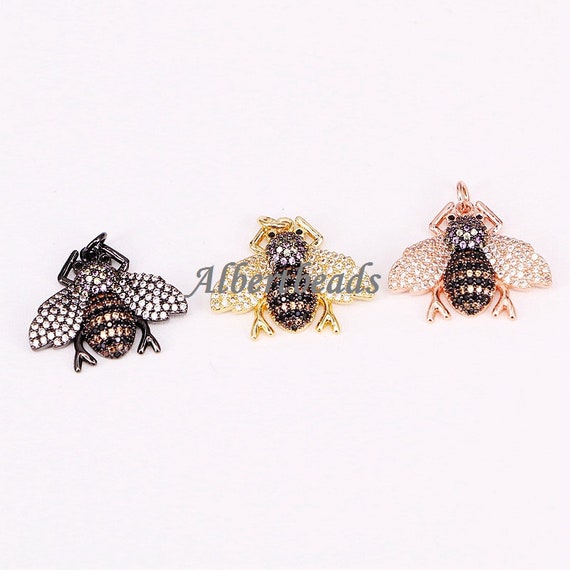 【受注生産品】 CZ Pave Micro AZYZ191-9270 Bee Women for Pendants Insect チャーム