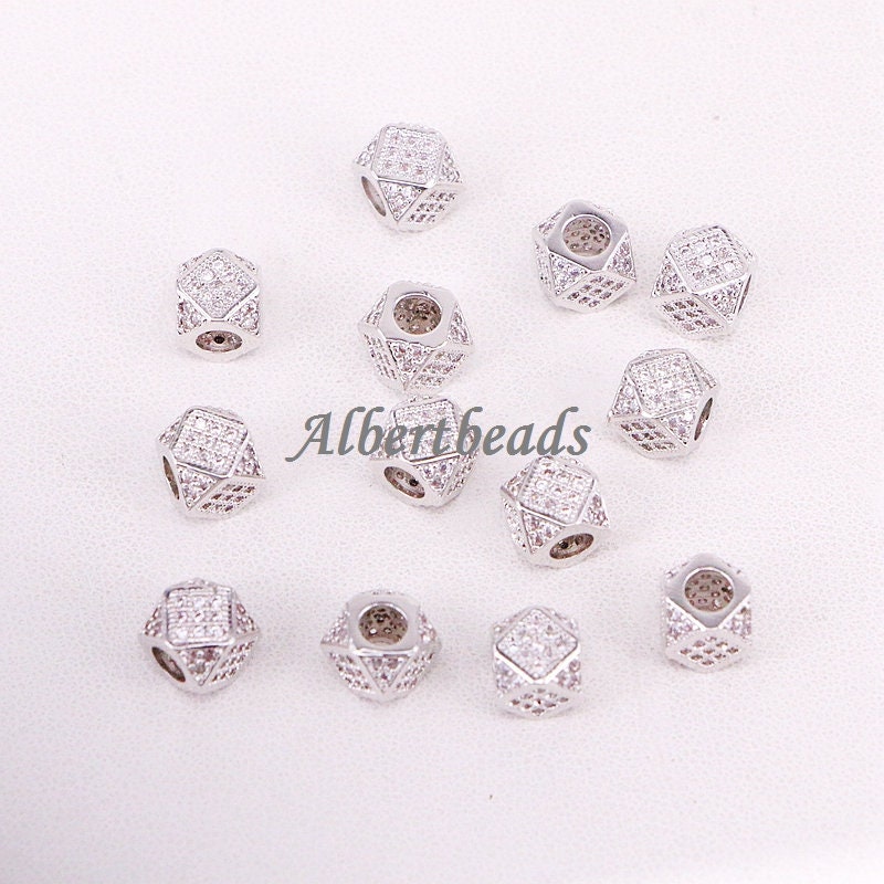 AZYZ317-5795 Micro Pave Square Spacer Beads, 7mm, Brass