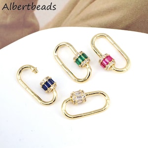 5PCS, Cubic Zircon Oval Carabiner, Gold Oval Clasp, Enamel Screw Clasp, Oval Screw Clasp, Jewelry Clasp, Necklace Clasp, Bracelet Clasp