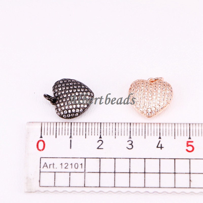 AZYZ296-9911 Micro Pave CZ Full Stone Heart Copper Charms AZYZ296-9911 Micro Pave CZ Full Stone Heart Copper Charms
