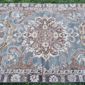 5'1x8'9 Antique Uushak Rug, Vintage Rug,interior designer rug,Faded Colors rug,Saloon Rug,Distressed-Low Pile Wool Rug,156267cm image 5