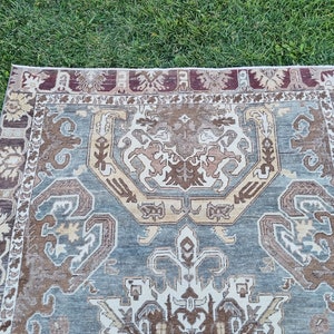 5'1x8'9 Antique Uushak Rug, Vintage Rug,interior designer rug,Faded Colors rug,Saloon Rug,Distressed-Low Pile Wool Rug,156267cm image 6