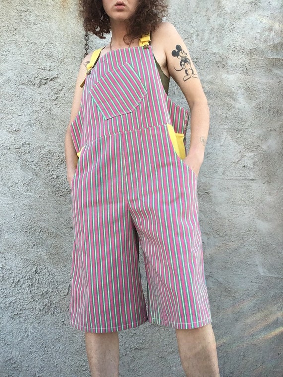 yellow striped overalls