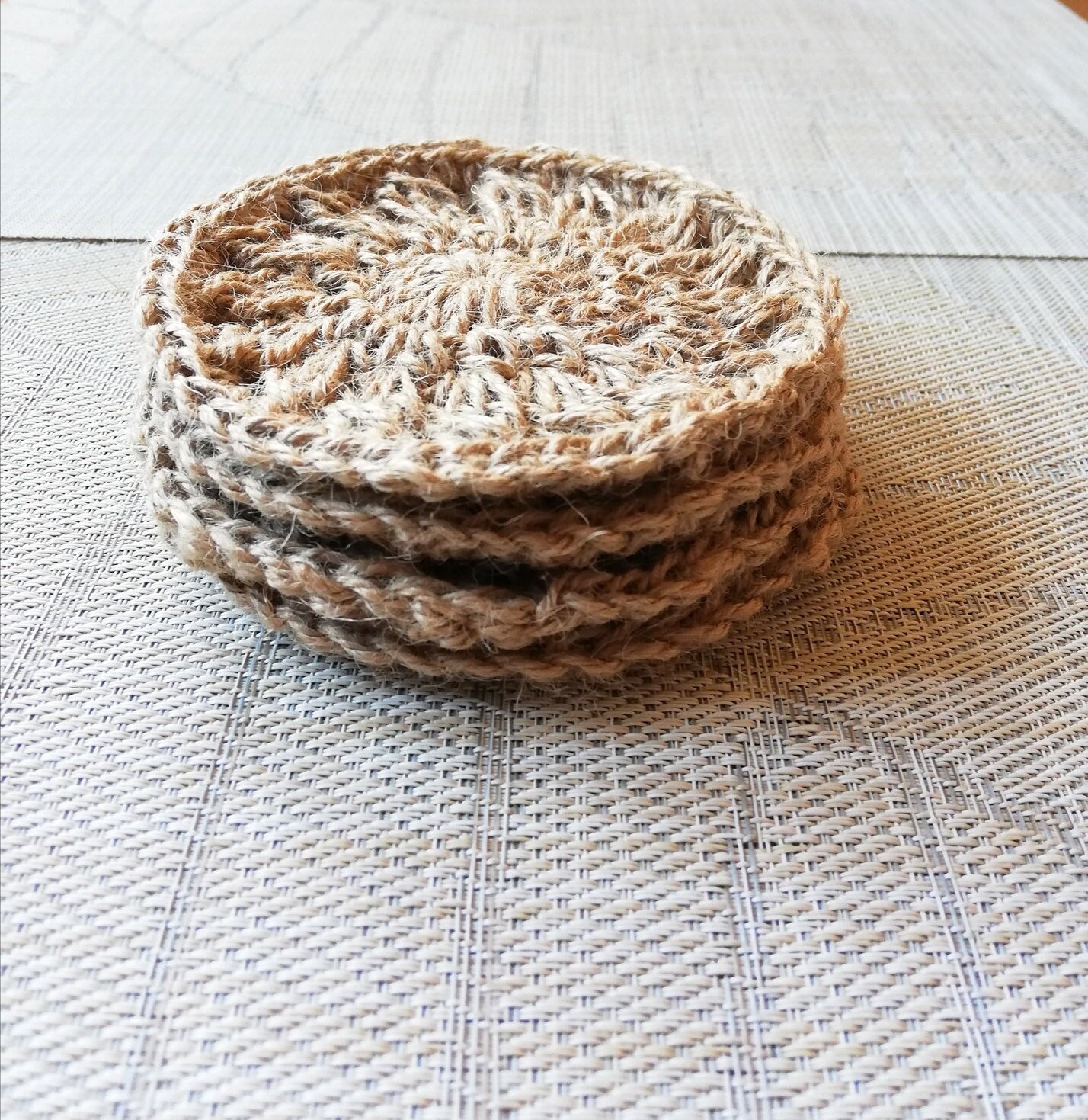 Jute coasters set 4. Gift for home. Farmhouse decoration and Etsy