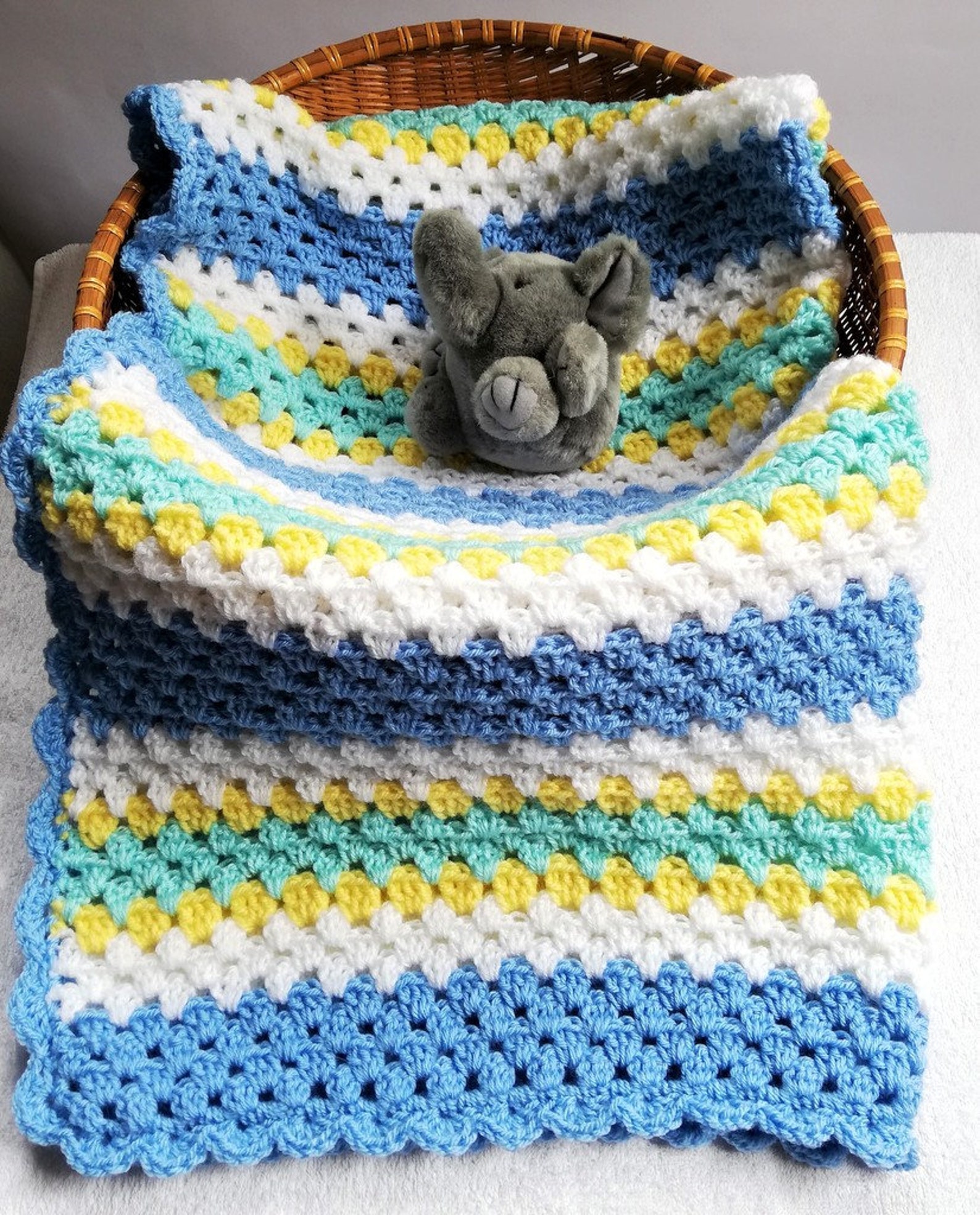 Crochet baby boy blanket. Crochet baby afghan. Handmade baby Etsy