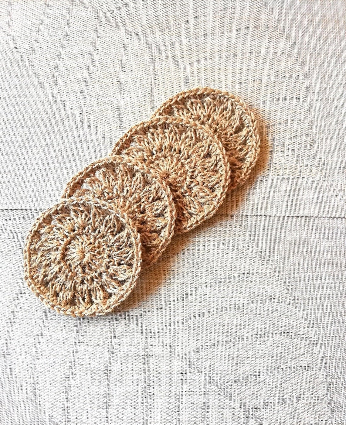 Jute coasters set 4. Gift for home. Farmhouse decoration and Etsy