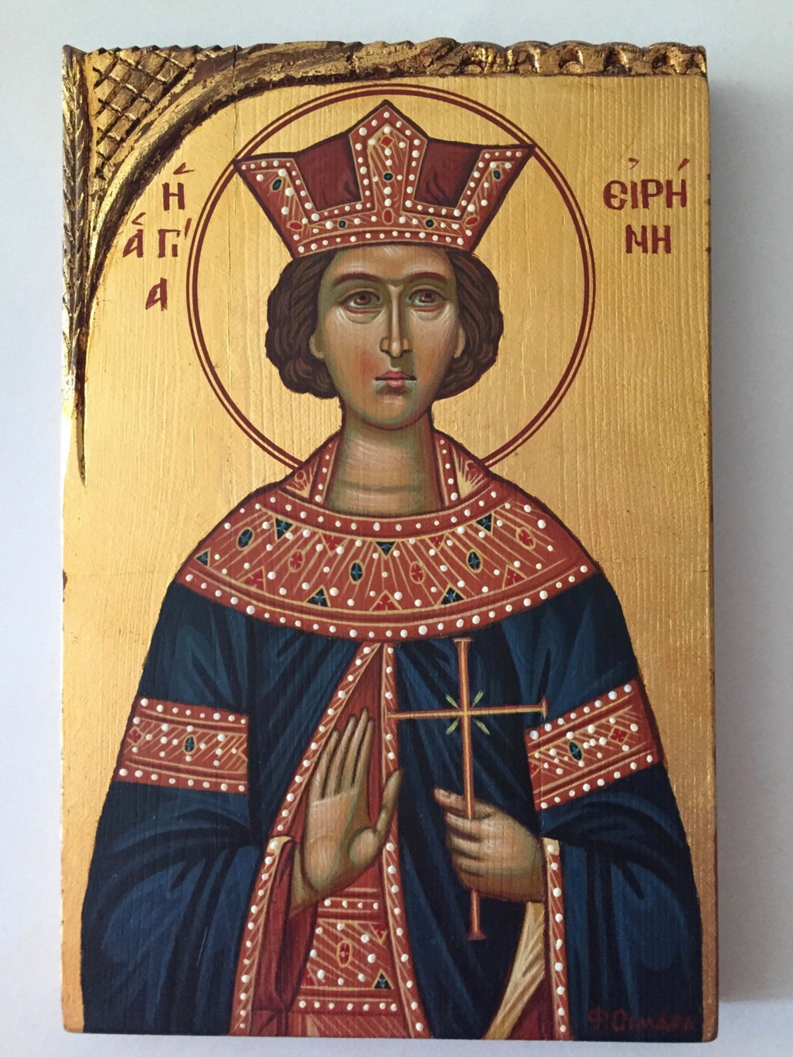St. Irene Saint Irene Iconography Handcrafted Wood Orthodox Etsy