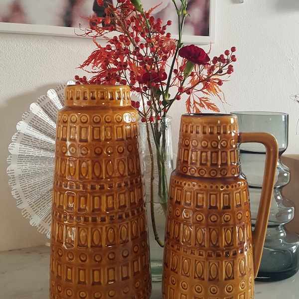 Vintage Vasen Set , Scheurich, INKA, Midcentury, 416-26 + 260/30