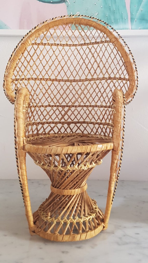 Doll chair made of wicker boho rattan 