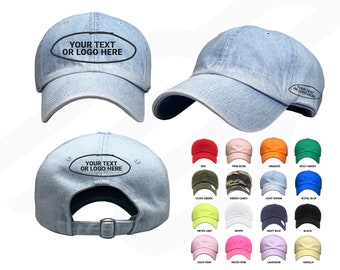 Personalized Embroidered Dad Hat, Premium Adjustable Customized Hat, Embroidered With Your Own Text or Logo, also 3D embroidery available