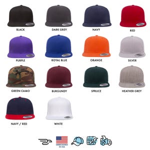 Custom Embroidered Snapback Hat: Personalized Flat Bill Cap - Etsy